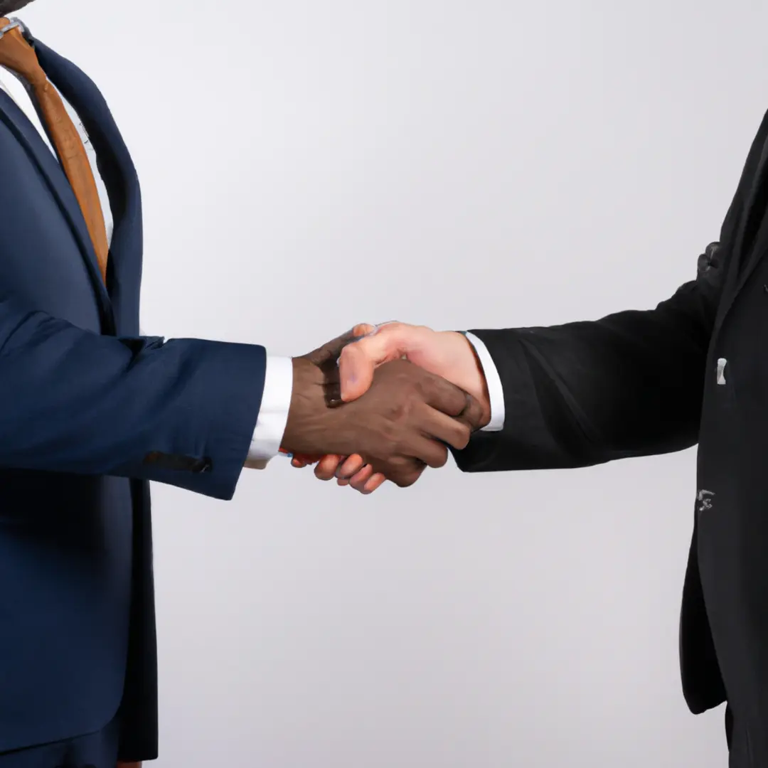 Business partners shaking hands, symbolizing a shared vision and objectives for successful collaboration.