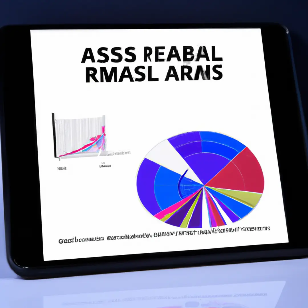 Image of a digital tablet displaying risk assessment software with charts and graphs on the screen.