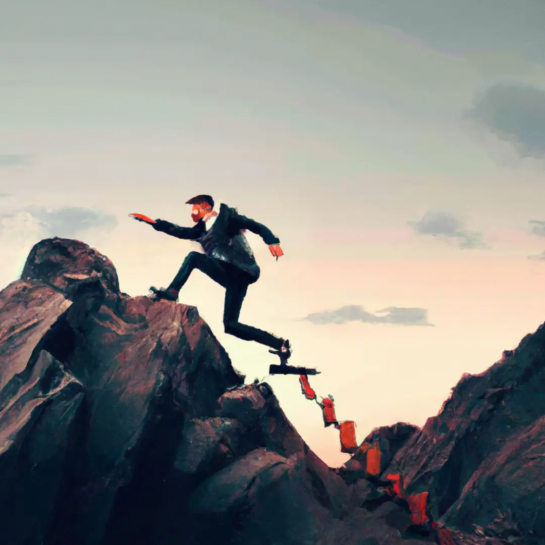 a businessman climbing a legal mountain.