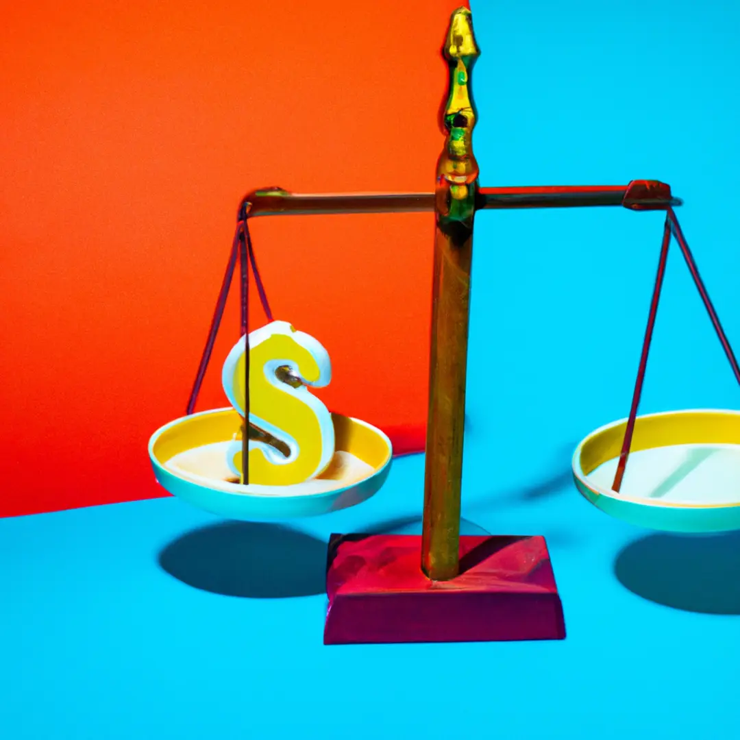 Minimalistic image of legal scales amidst a dollar sign background symbolizing the importance of legal factors in selling a startup.