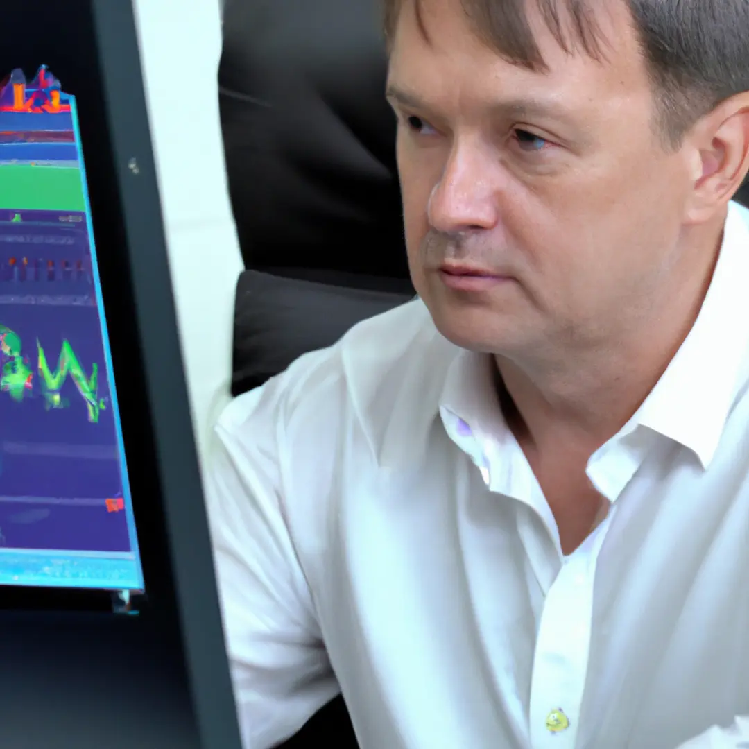 A man analyzing financial graphs on his computer.