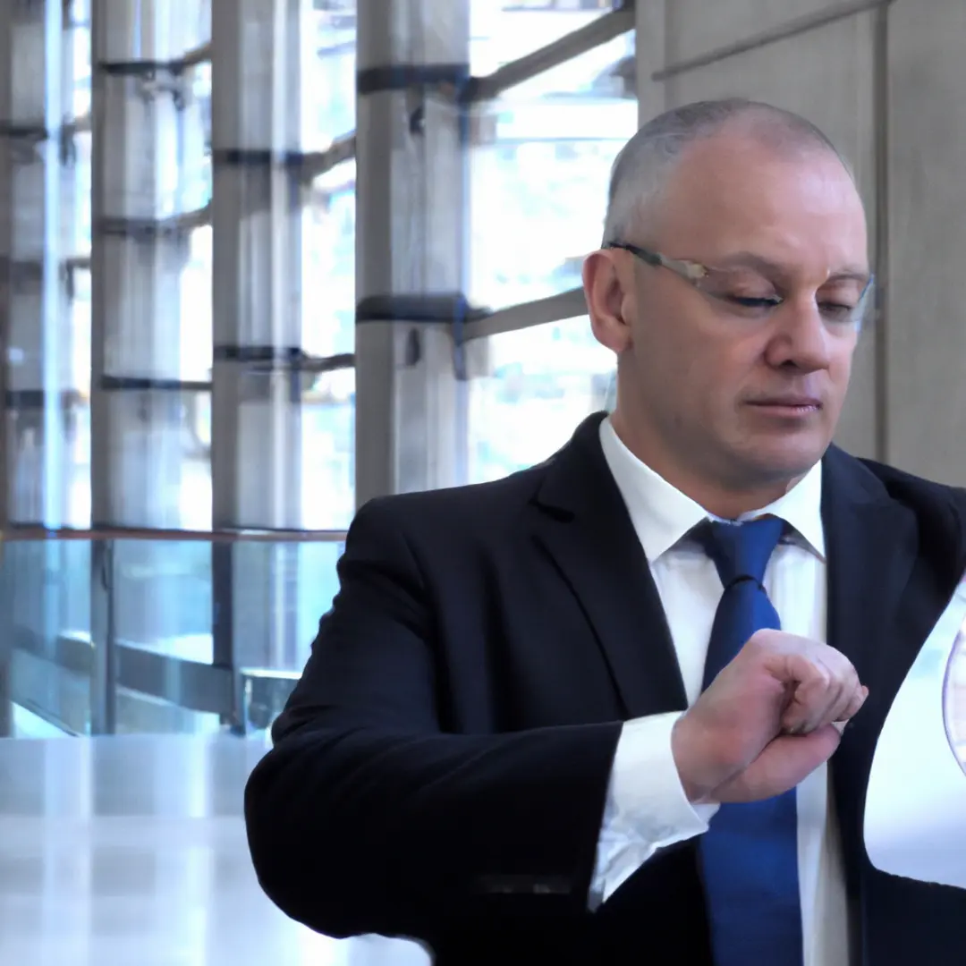 Businessman examining financial documents with a stopwatch, symbolizing the measurement of a companys collection period efficiency.