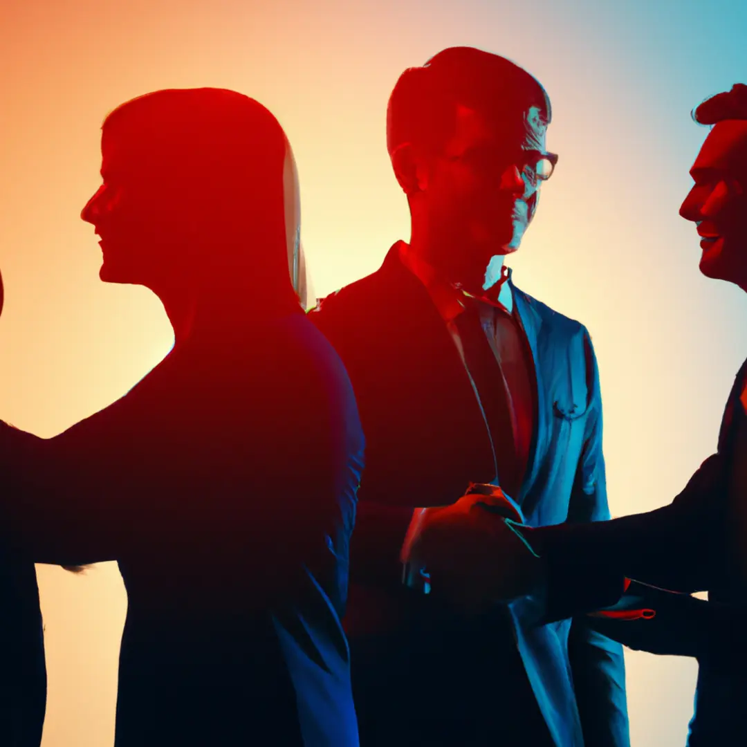 Silhouettes of business partners shaking hands, representing different types of business partnerships.