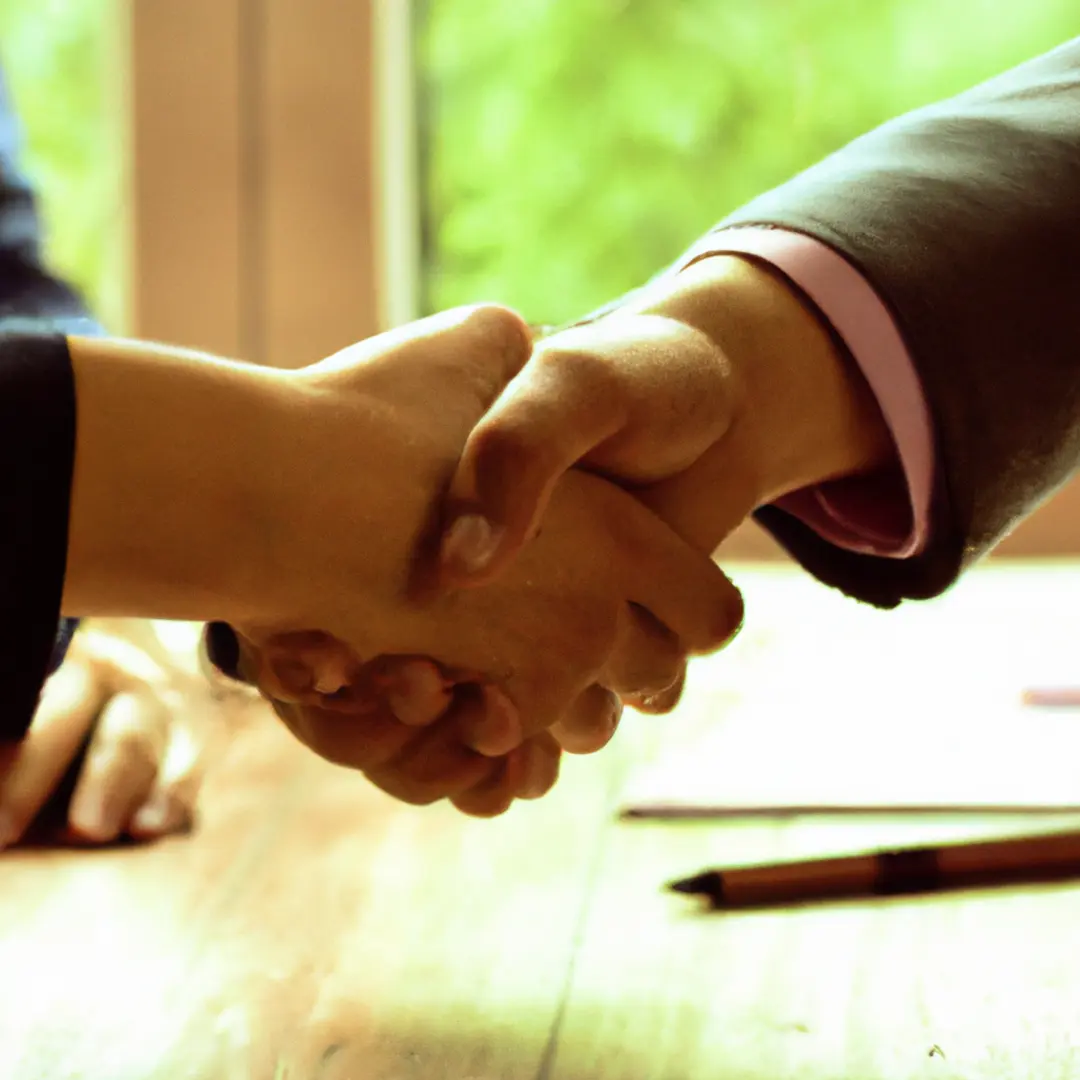 Two hands shaking over a table - symbolizing the importance of negotiation in buyout strategies.