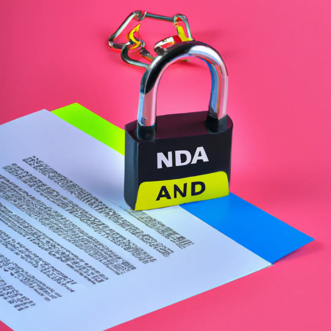 Minimalistic image of a contract with a padlock symbolizing the importance of NDA agreements in protecting startup information.