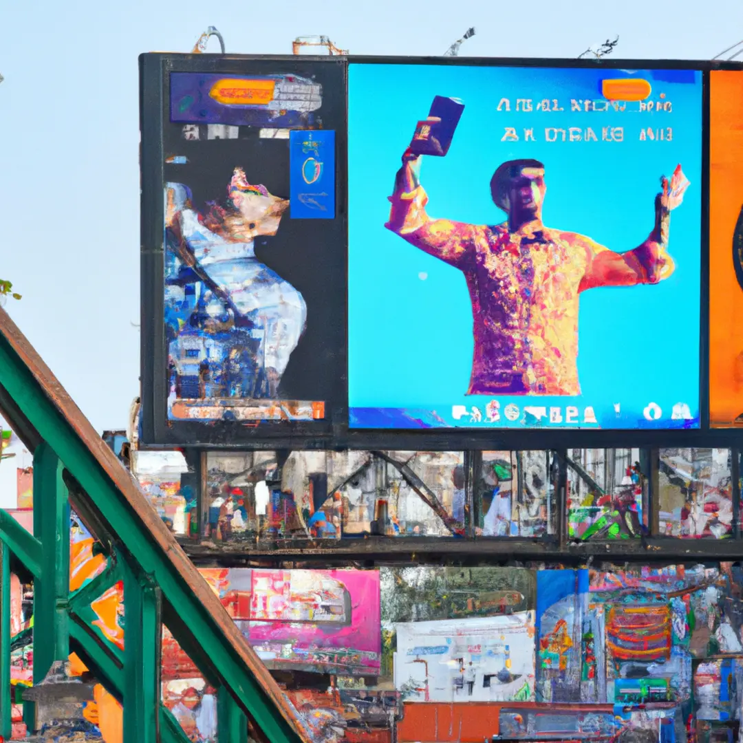 Creative billboard in bustling cityscape