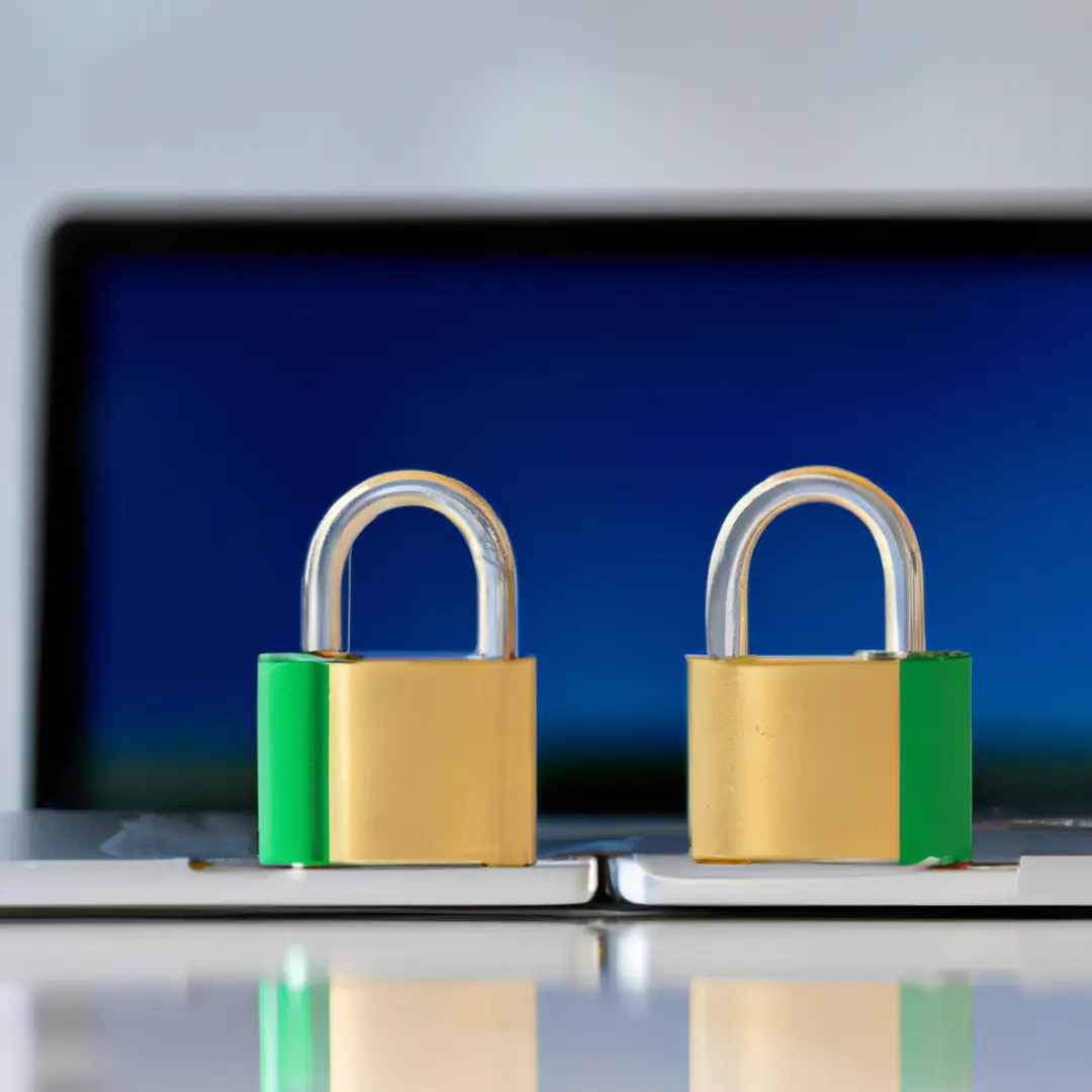 Two padlocks symbolizing GDPR and CCPA compliance on a laptop screen with privacy shield.