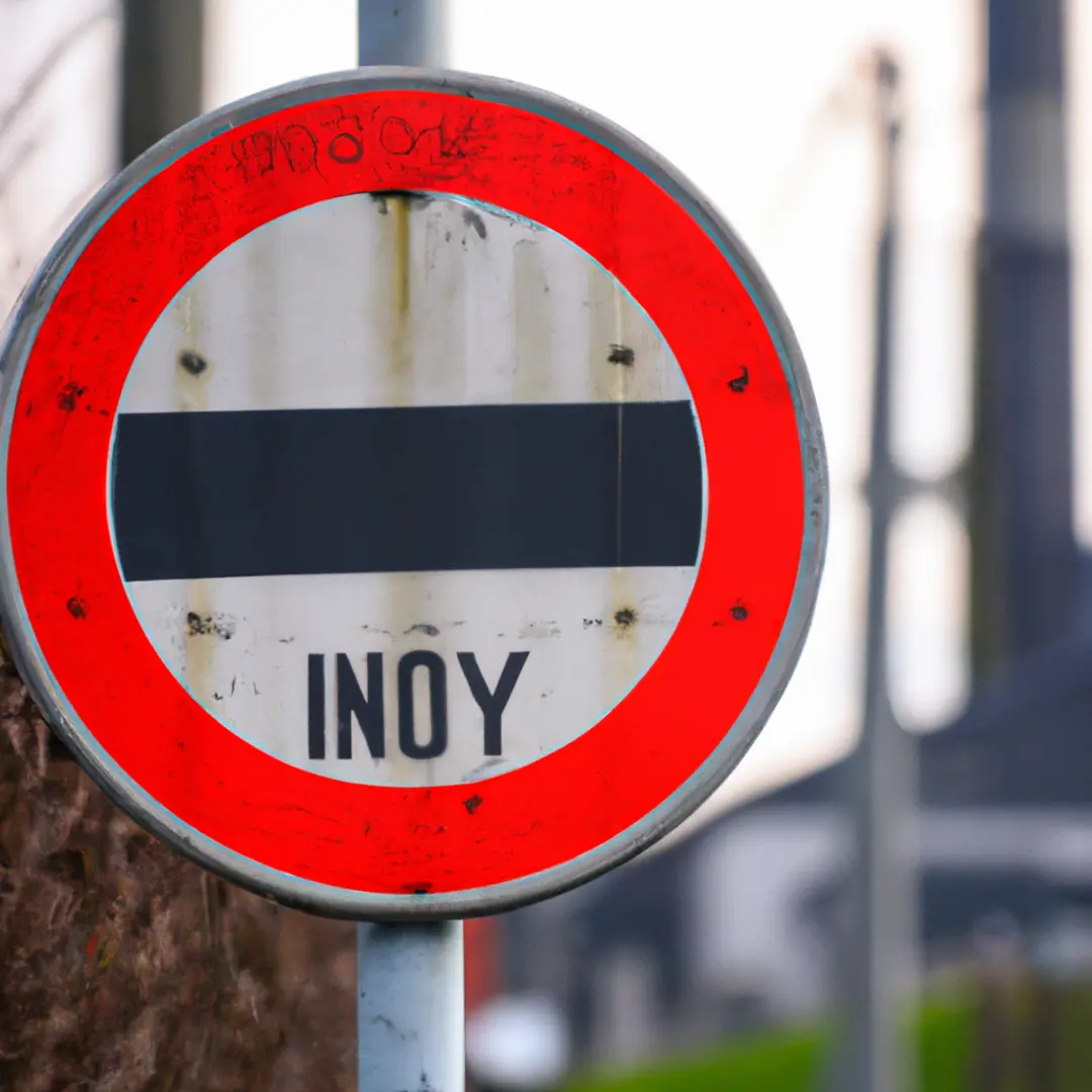 Industry regulations road sign on a blurred background.