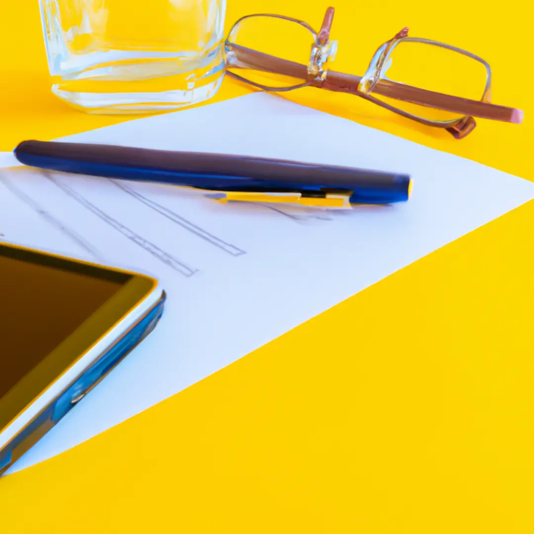 Paperwork, pens and glasses indicating business planning