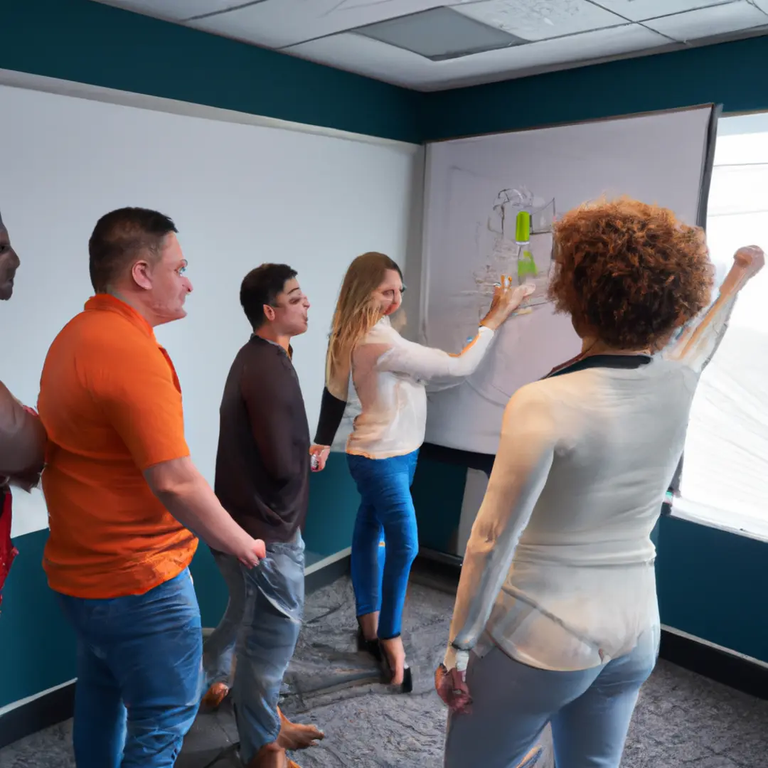 Team discussing Agile business strategies on whiteboard