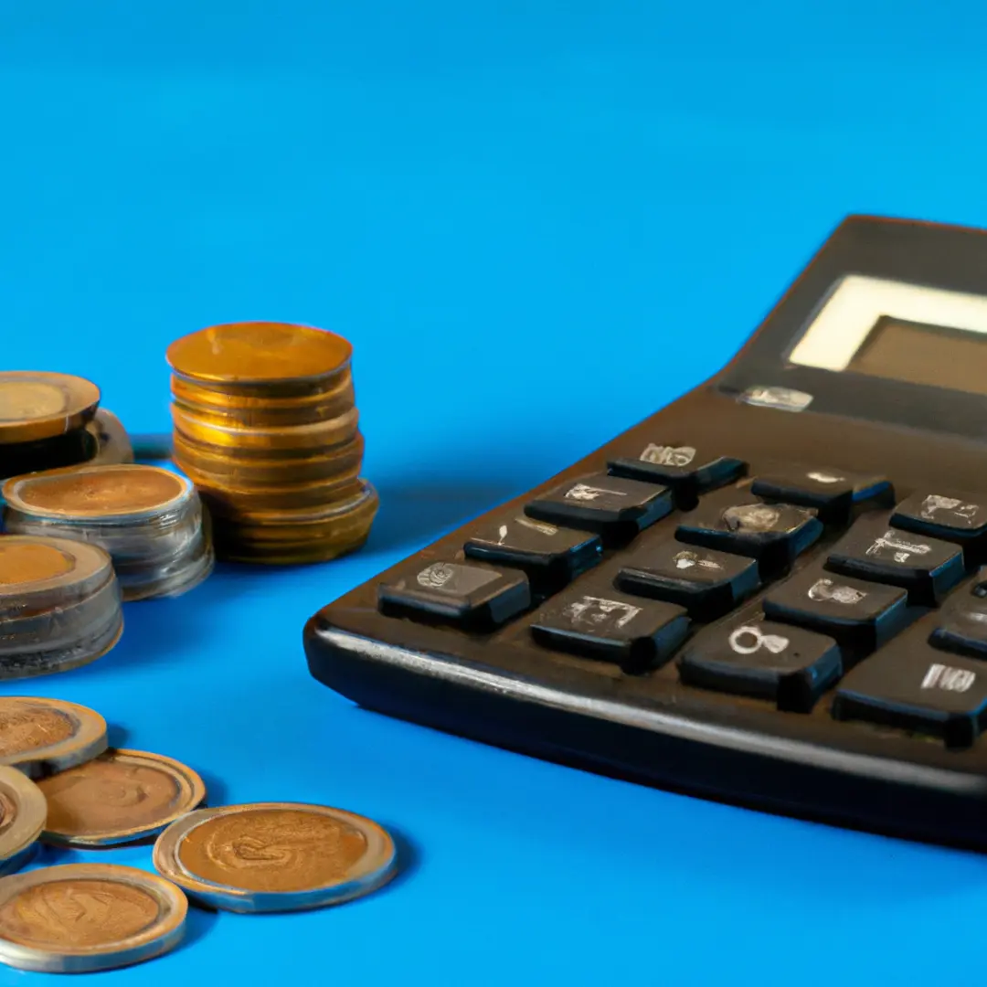 Stacked coins and calculator symbolizing fixed-rate loan