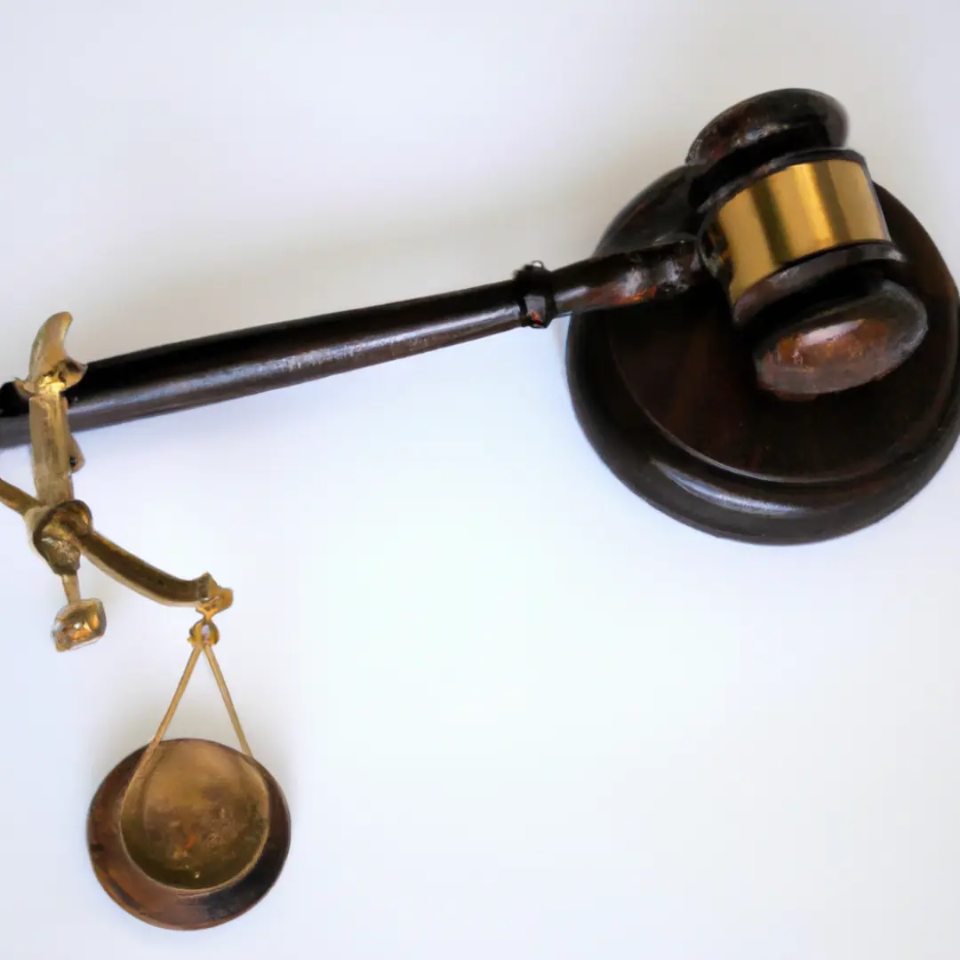 Legal scales with a judges gavel on a white background.