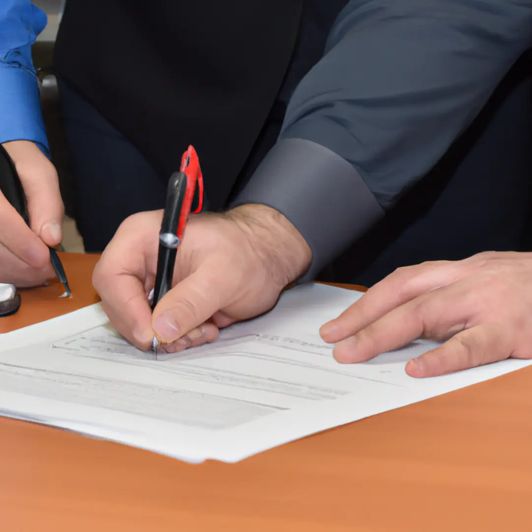 Hands signing incorporation documents on desk.