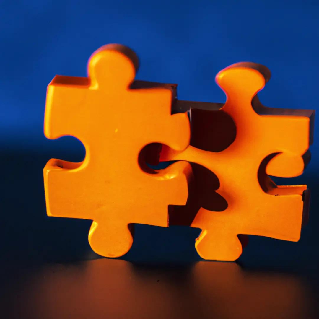 Two puzzle pieces fitting together, representing the synergy and potential growth through business partnerships.