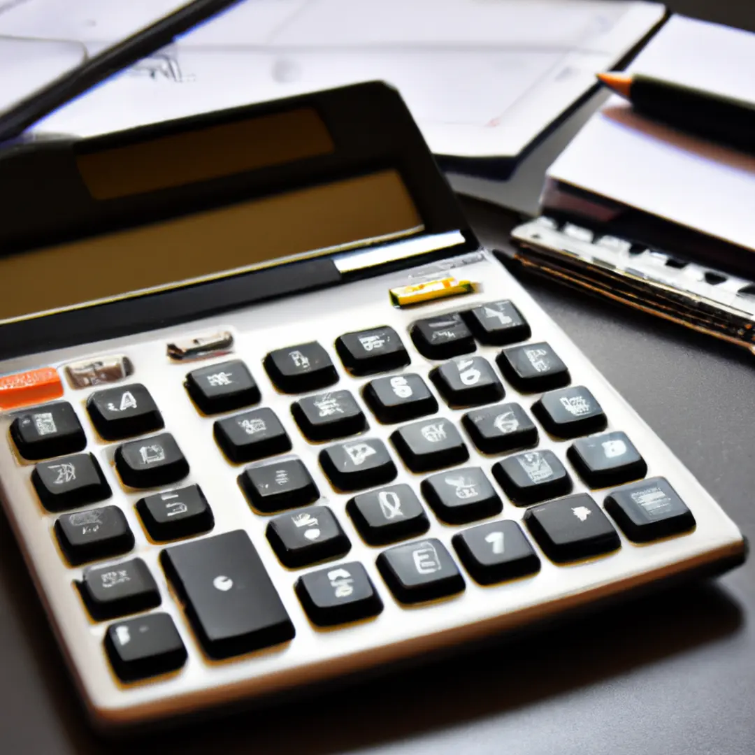 Image of a calculator, paperwork and a briefcase on a table, symbolizing financial tasks associated with asset depreciation.