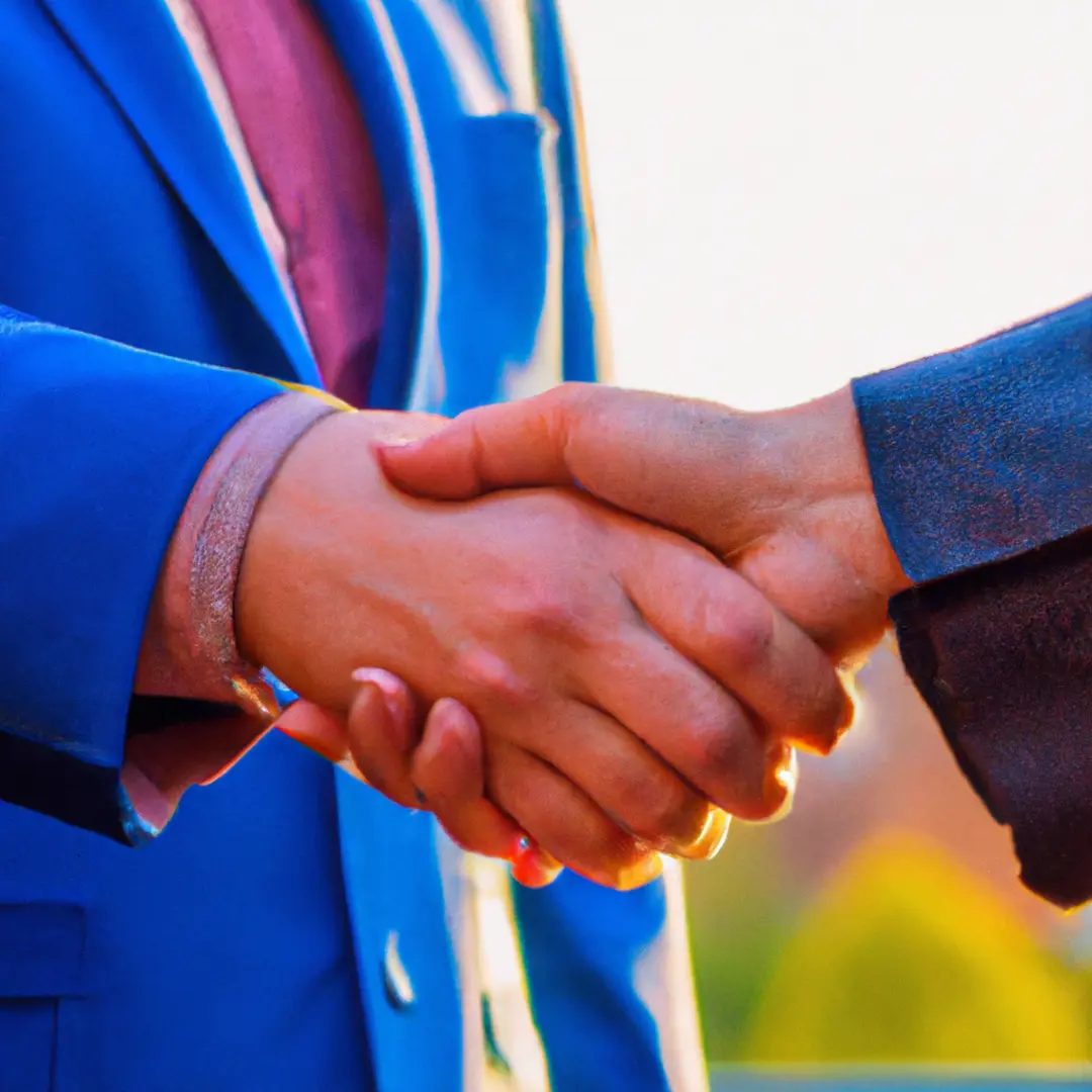 Two people shaking hands, representing the due diligence process in investment choices.