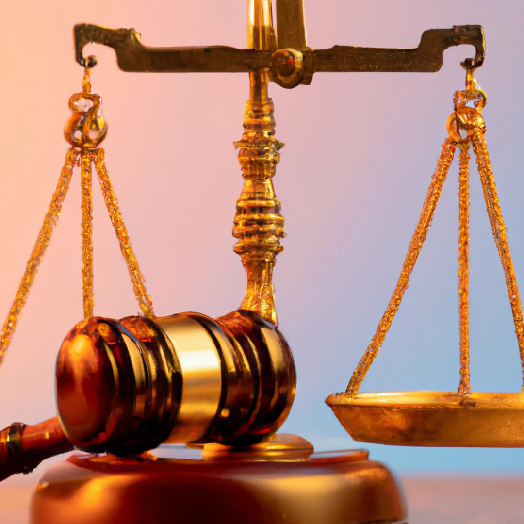 Image alt-text: Illustration of a gavel and scales of justice representing the litigation process for startups.