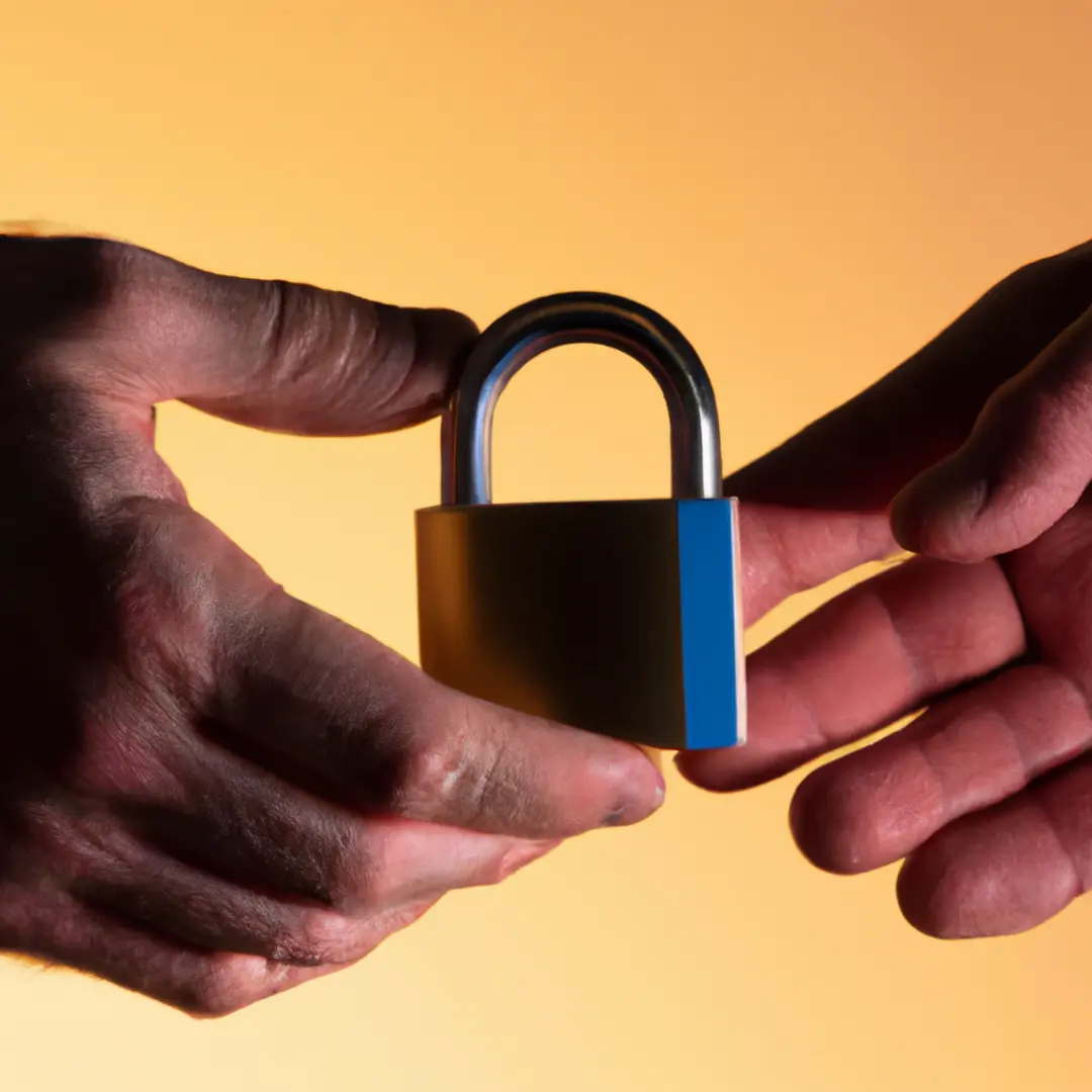 Two hands shaking with a locked padlock in the background symbolizing confidentiality agreements for startups.