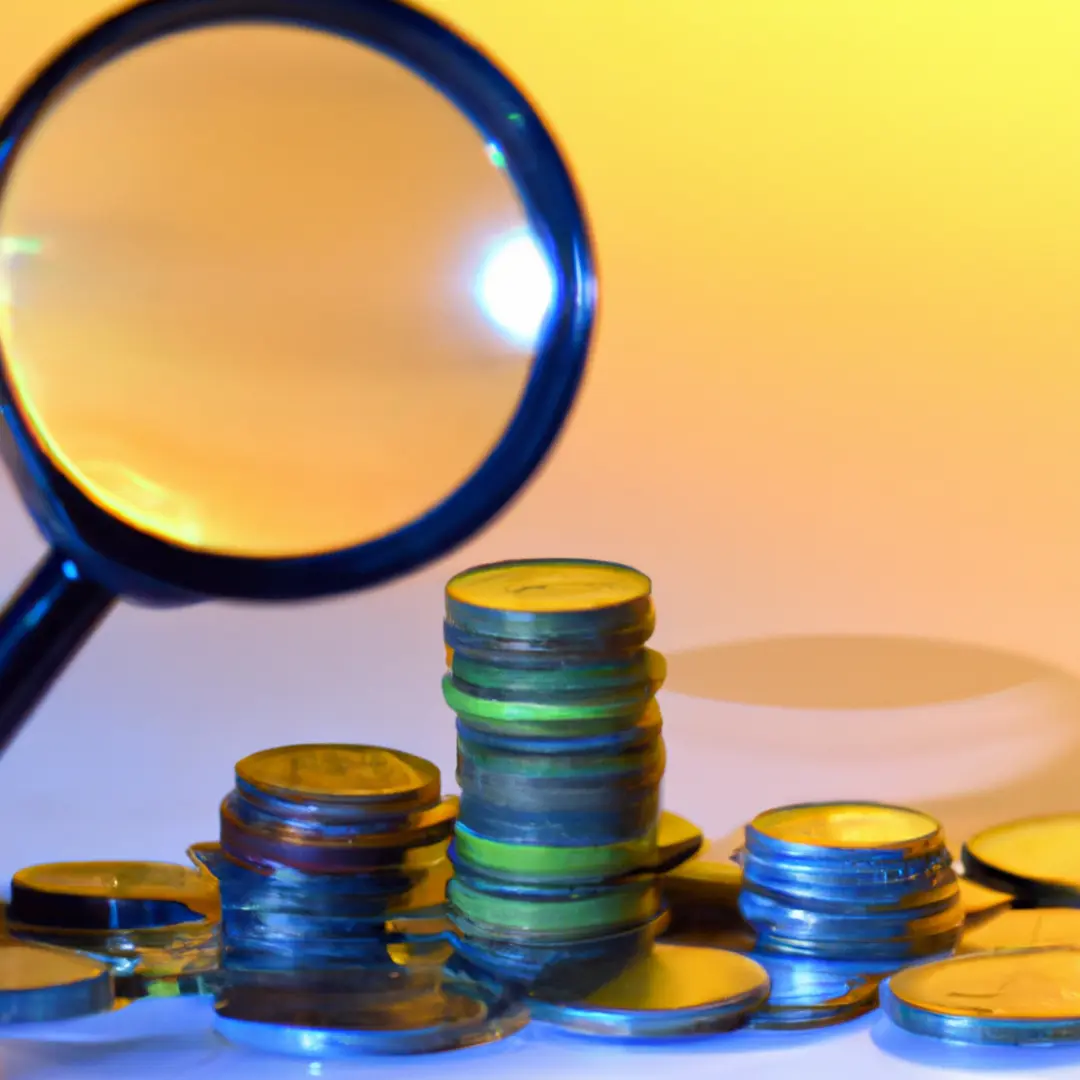 Image alt-text: Stack of coins with a magnifying glass symbolizing the search for affordable legal solutions.