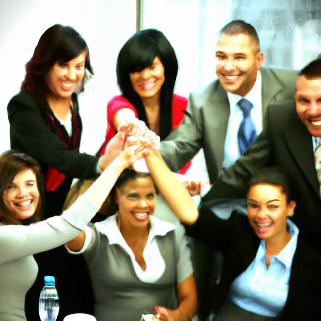 Celebrating success together: A group of diverse people celebrating a milestone achievement in their business partnership.