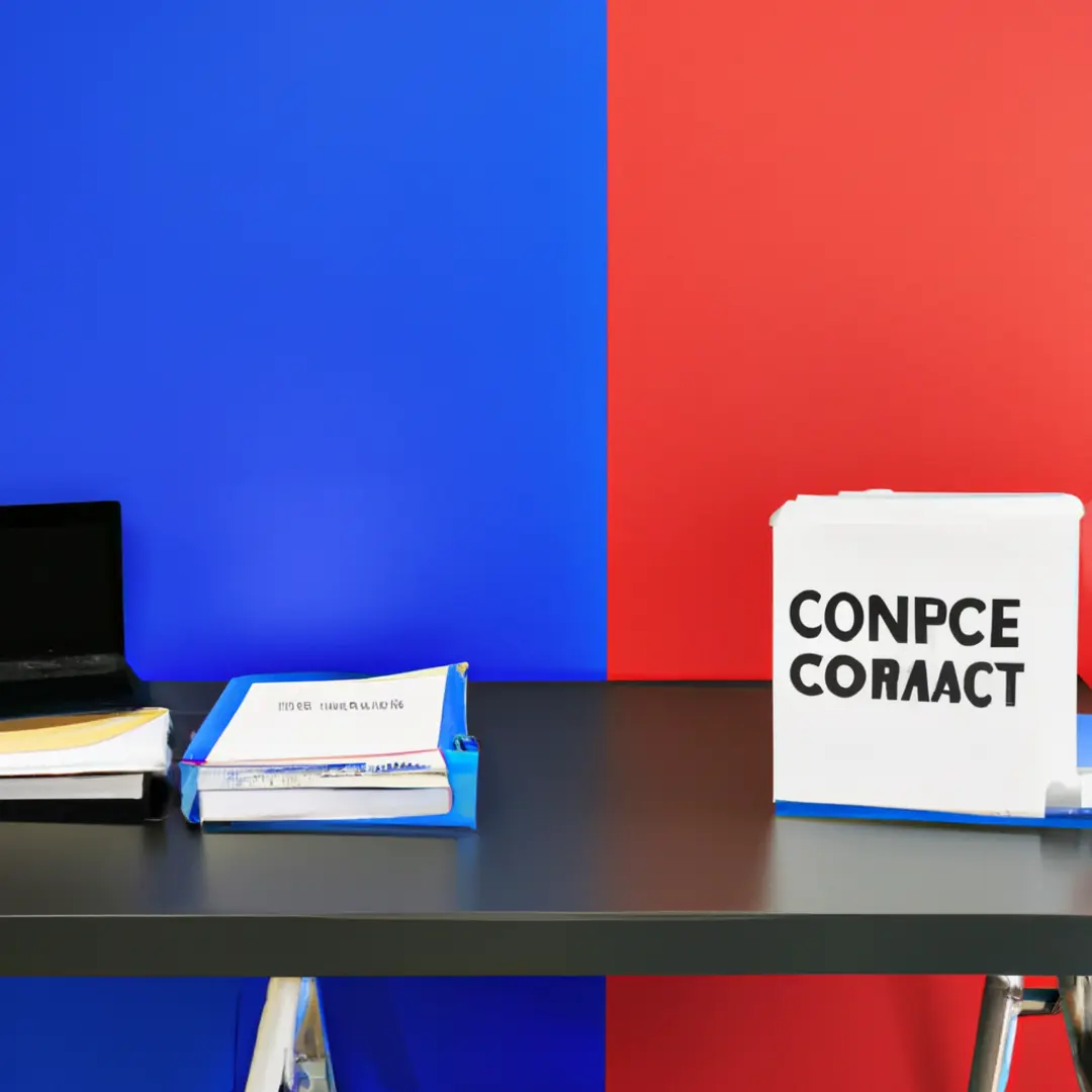 Office desk with two labeled folders: Independent Contractors and Employees