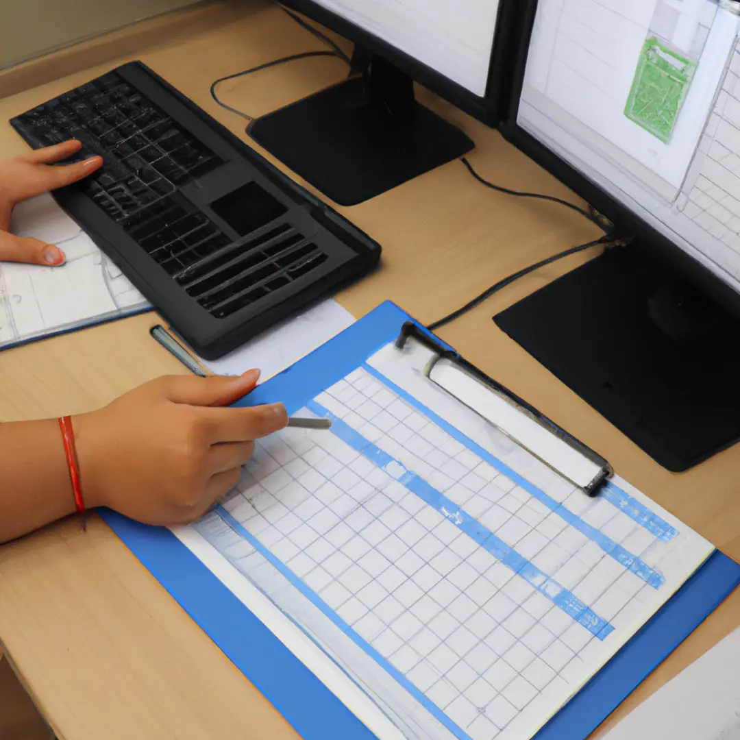 Image of a person working on a spreadsheet with financial data on a computer.