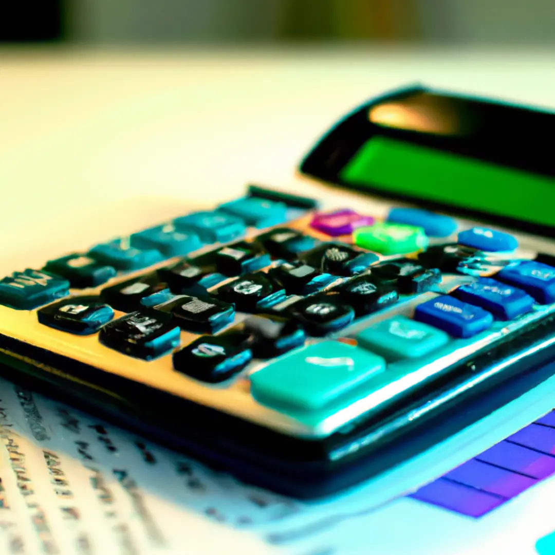 A photo of a calculator and a spreadsheet with columns labelled Fixed Expenses and Variable Expenses.