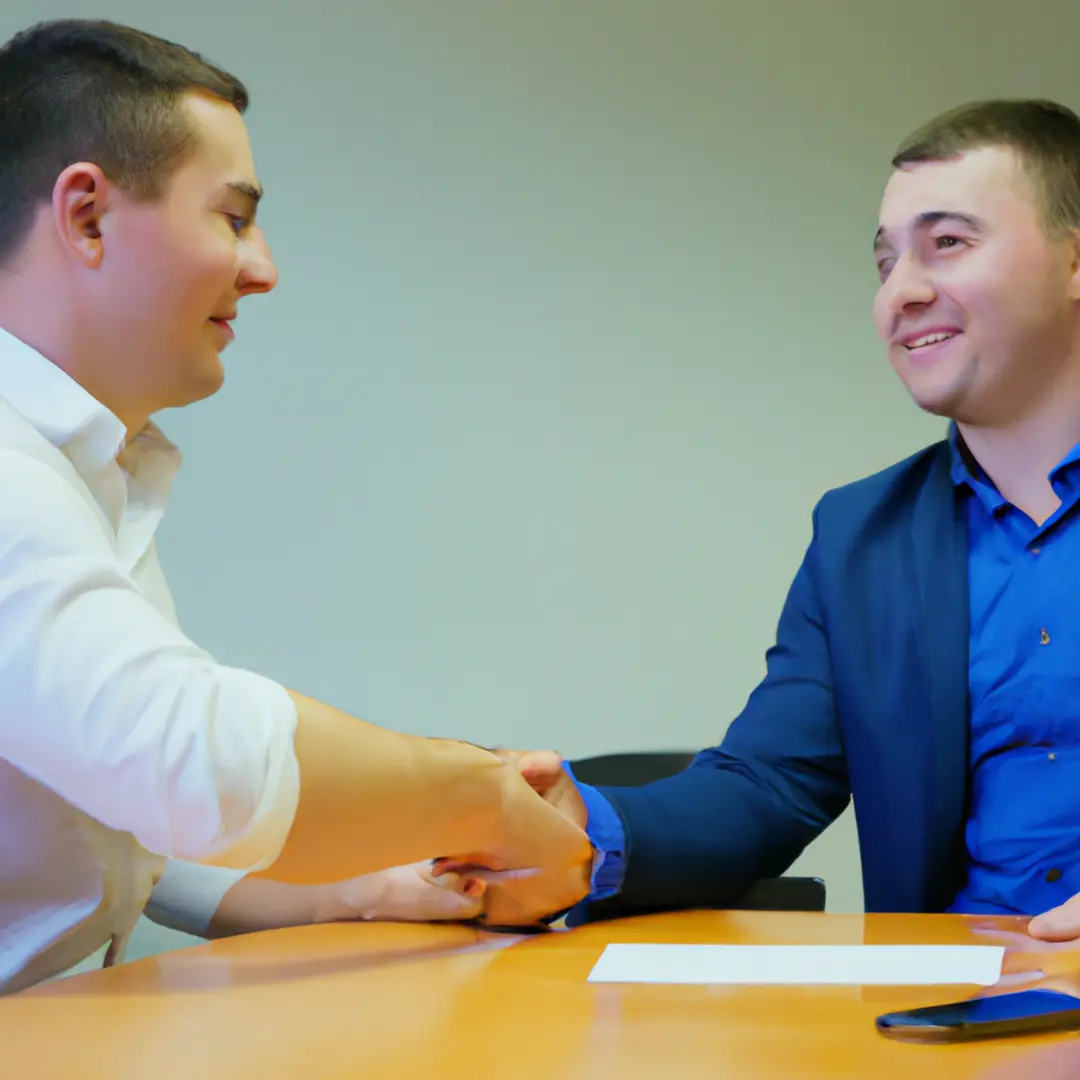 Handshake over a business acquisition contract