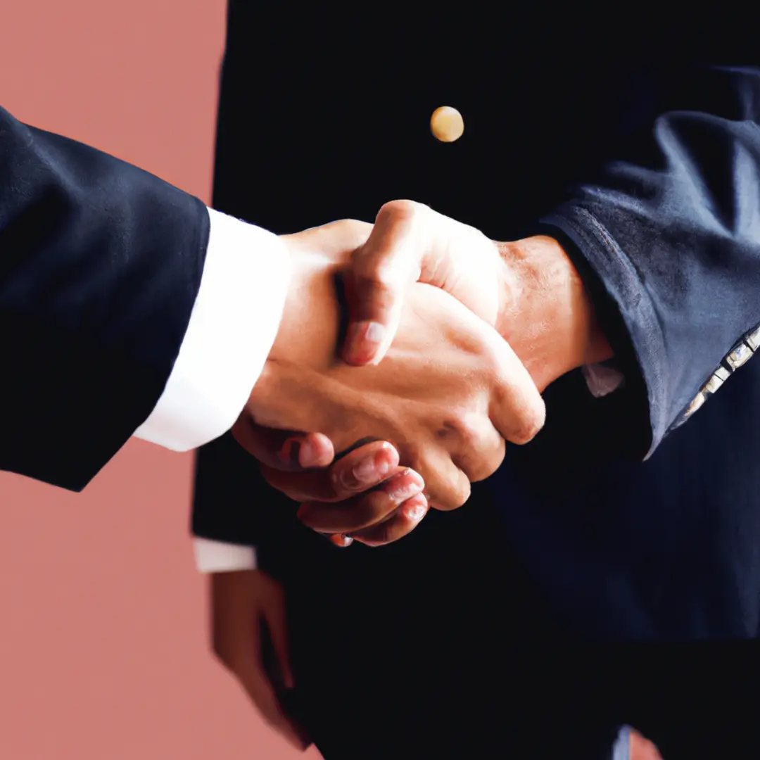 Image of a businessman shaking hands with a client, symbolizing a positive key account relationship.