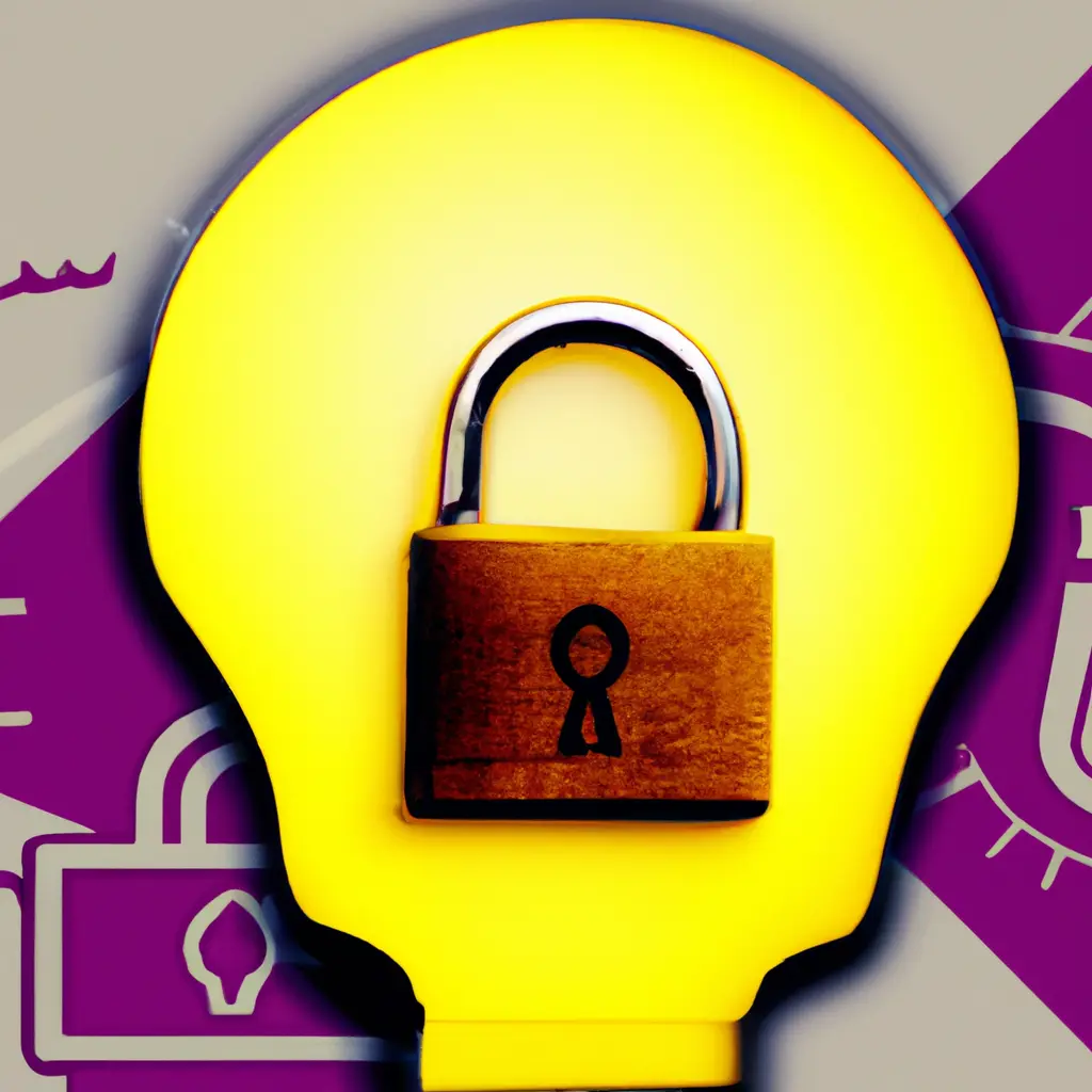 Minimalistic image of a light bulb with a padlock symbolizing the importance of protecting intellectual property.