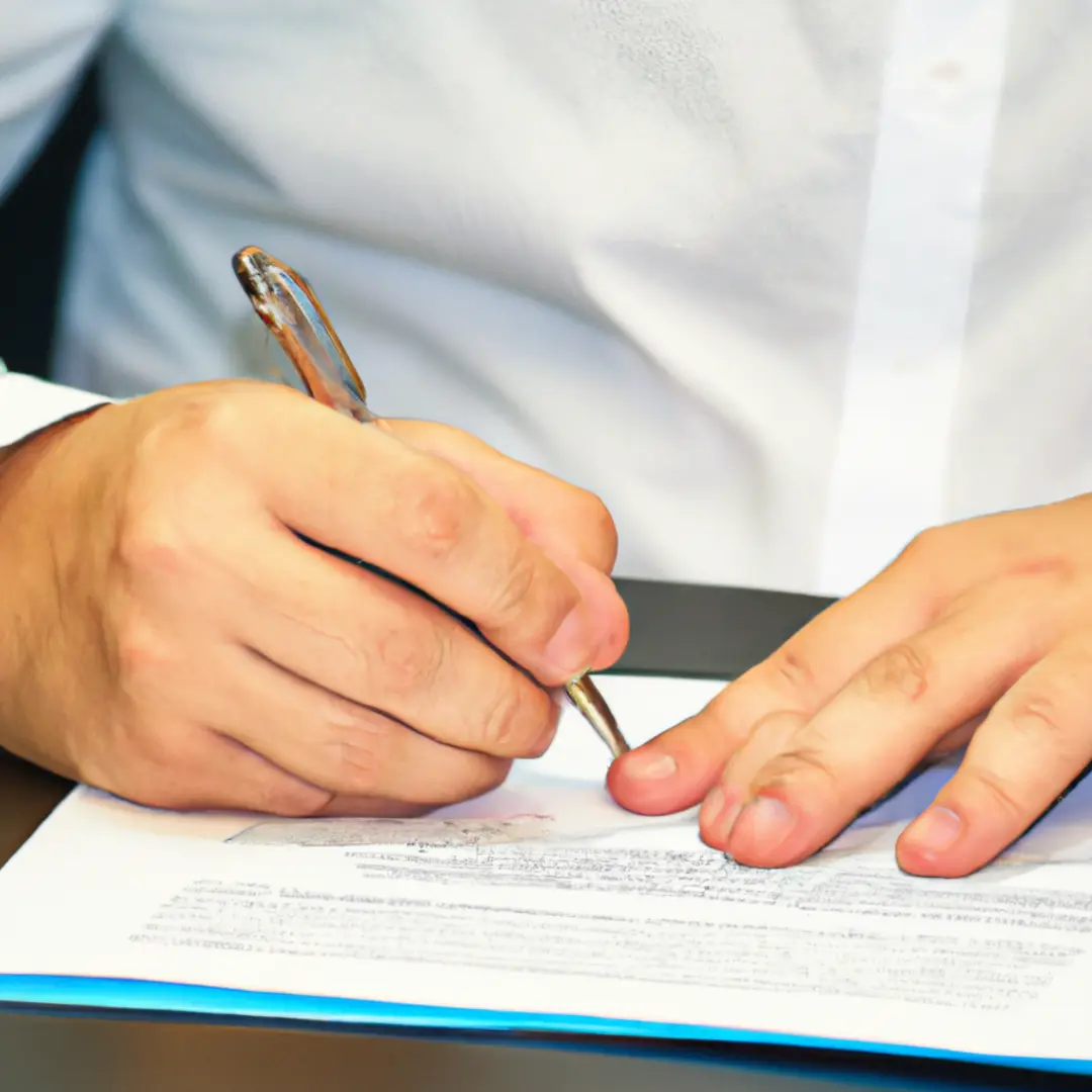 Person signing a contract with a pen