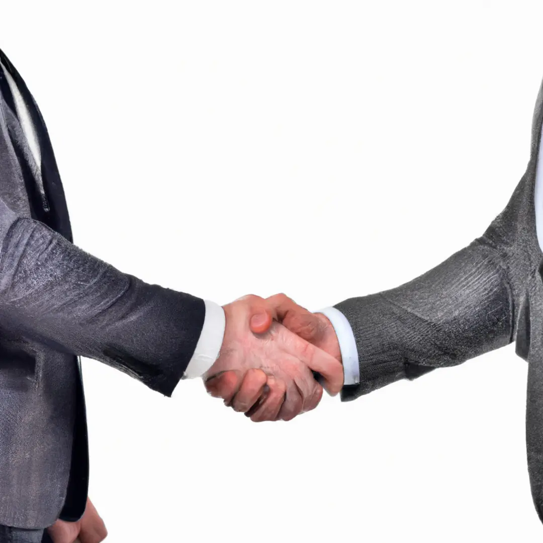 Business partners shaking hands in agreement, representing the collaborative nature of business partnerships.