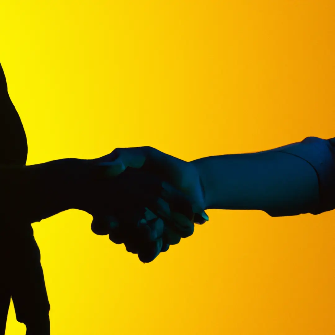 Silhouettes of shaking hands representing different types of business partnerships.