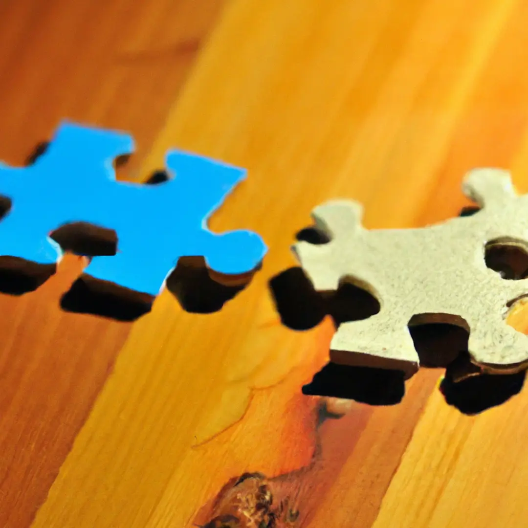 Collaboration is depicted by two puzzle pieces fitting together, representing the merging of resources and expertise for business growth.