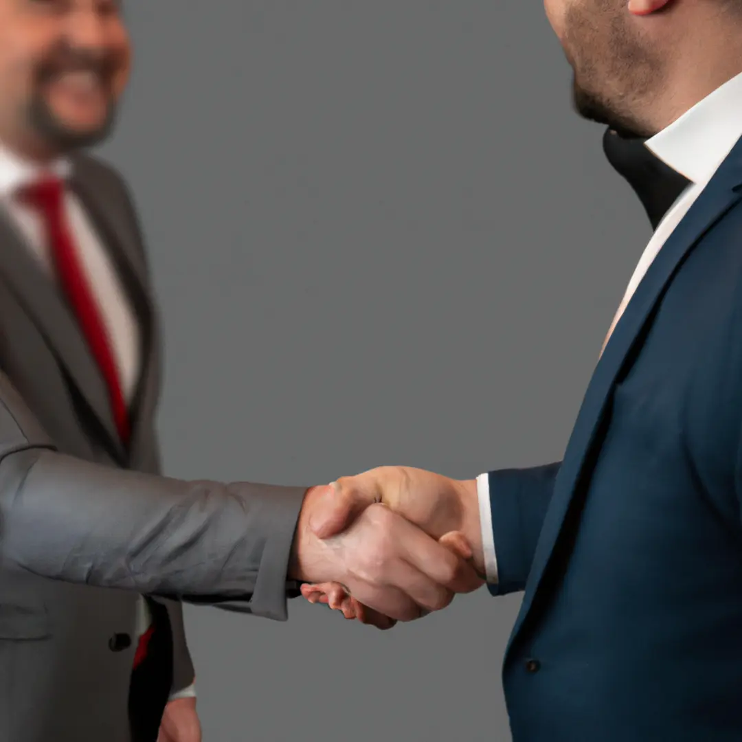 Two businessmen shaking hands, representing the establishment of regular business partnership reviews.