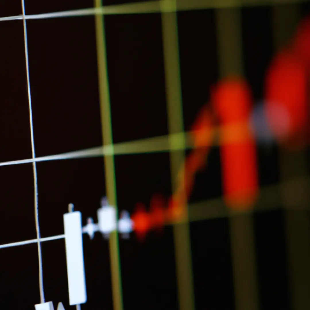 Graphs and charts showing fluctuating market trends.