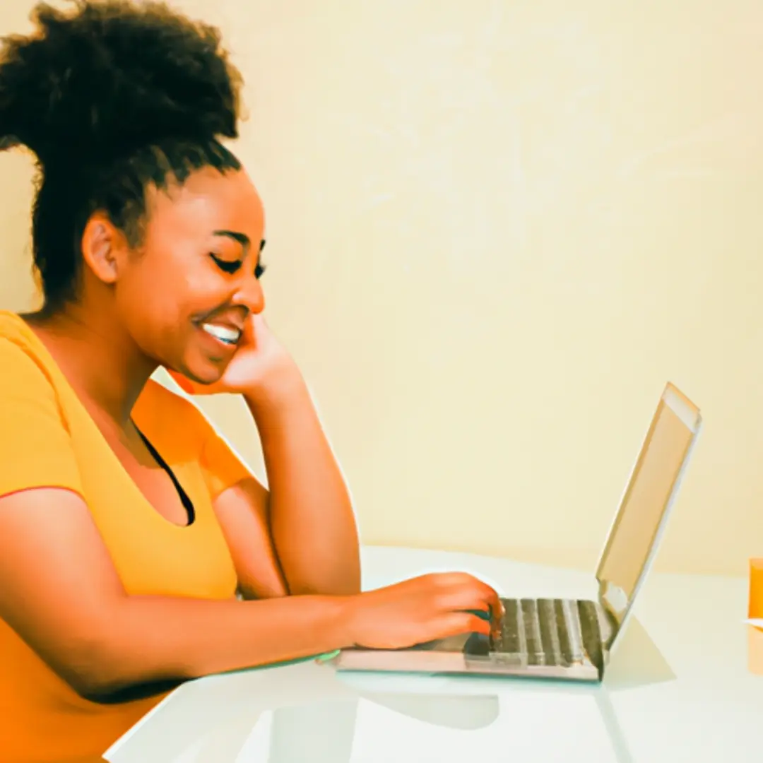 Woman managing different social media platforms on her computer.