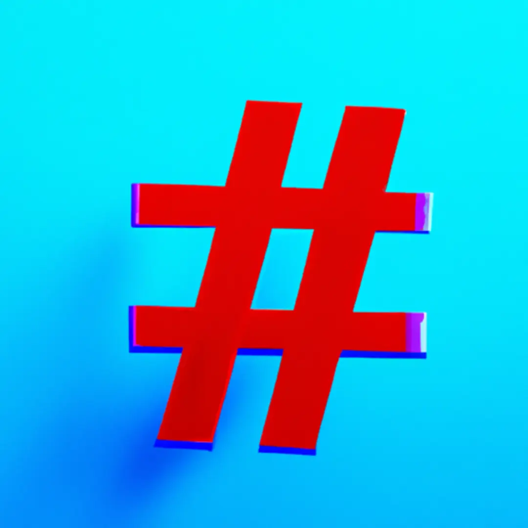 A picture of a hashtag symbol on a vibrant blue background.