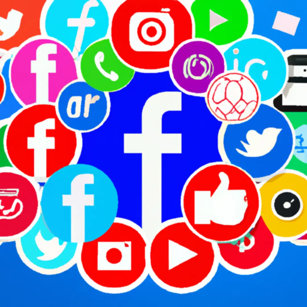 A collage of logos from various social media platforms like Facebook, Instagram, Twitter, and LinkedIn.