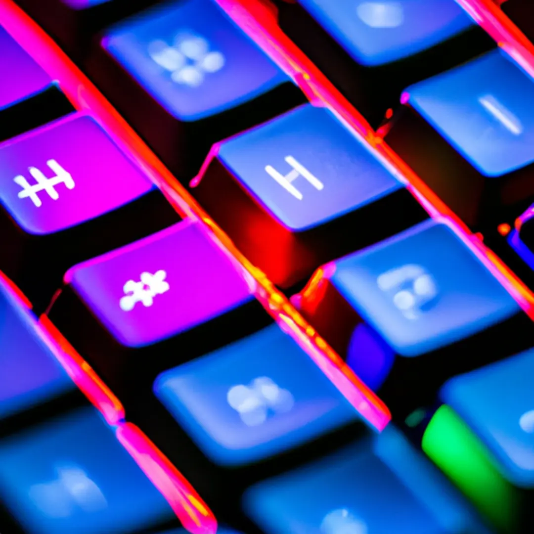 A keyboard with a highlighted hashtag symbol.