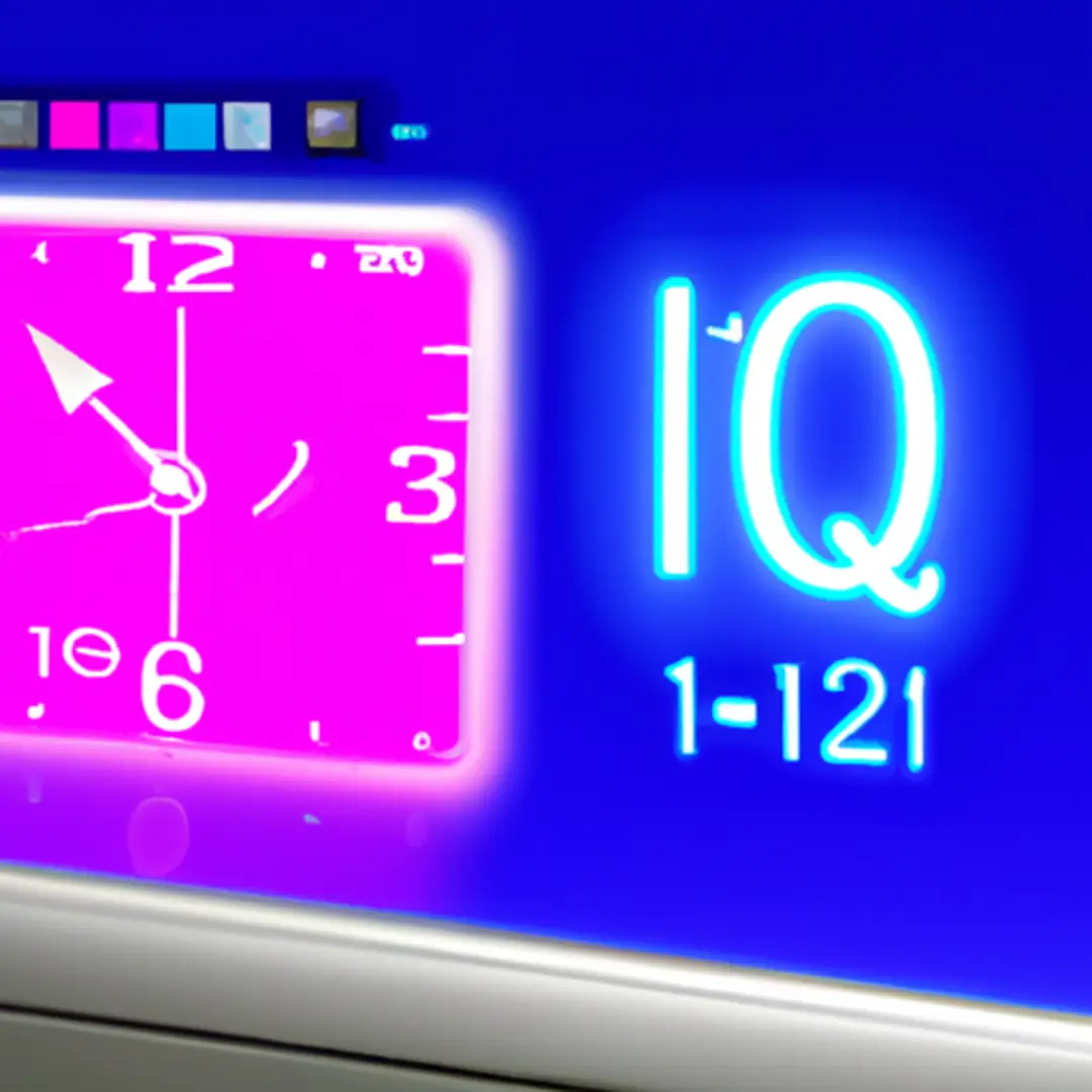 Image of a digital clock showing one hour and a computer screen displaying Moderniqs AI software with multiple blog articles.