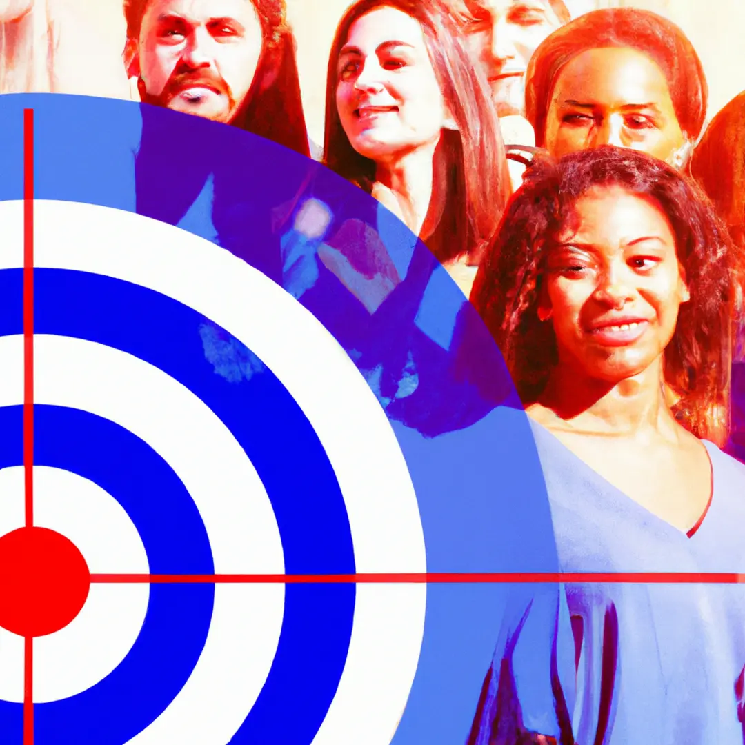 Image of a diverse group of people with a target symbol overlay.