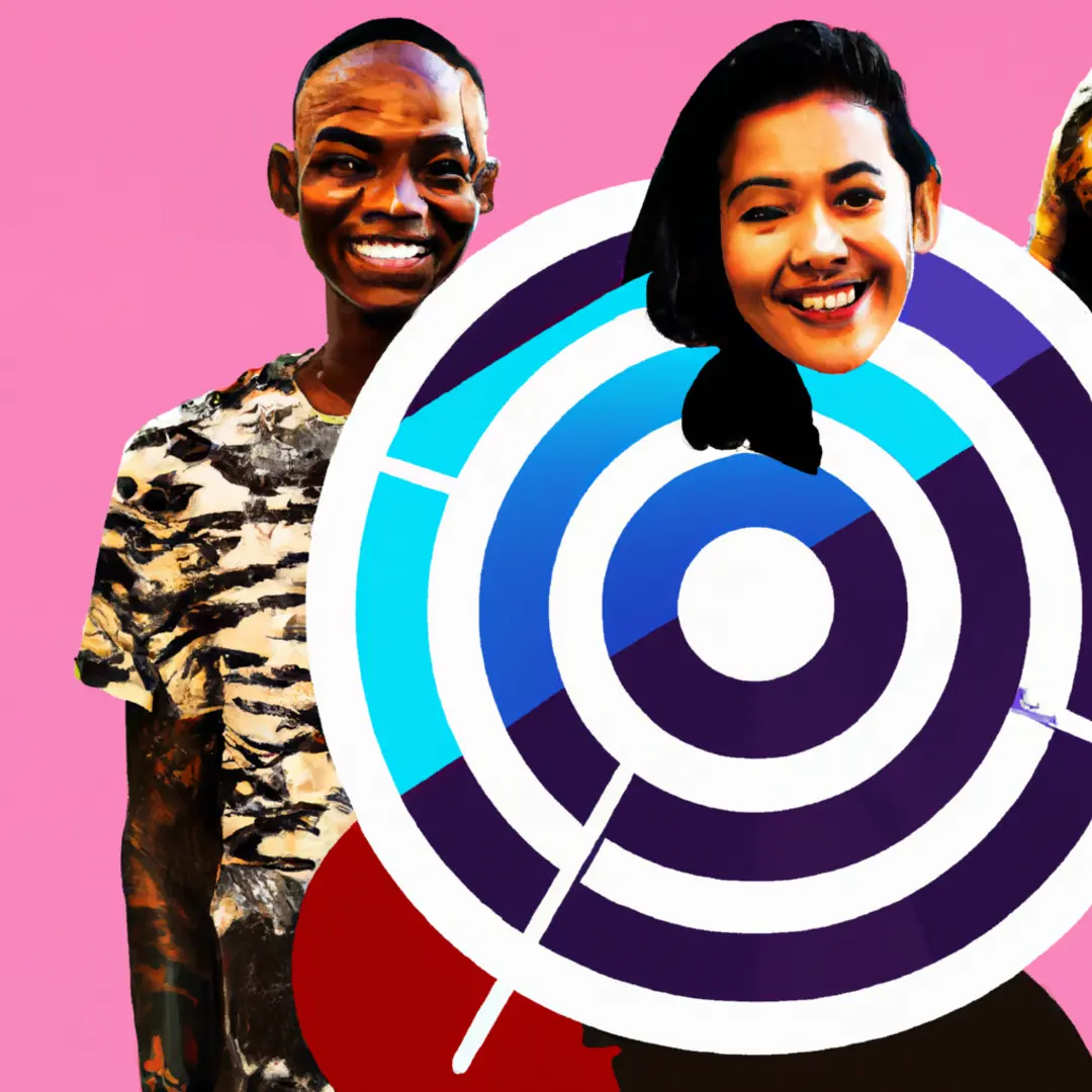 Image of a group of diverse people with a target symbol overlay.