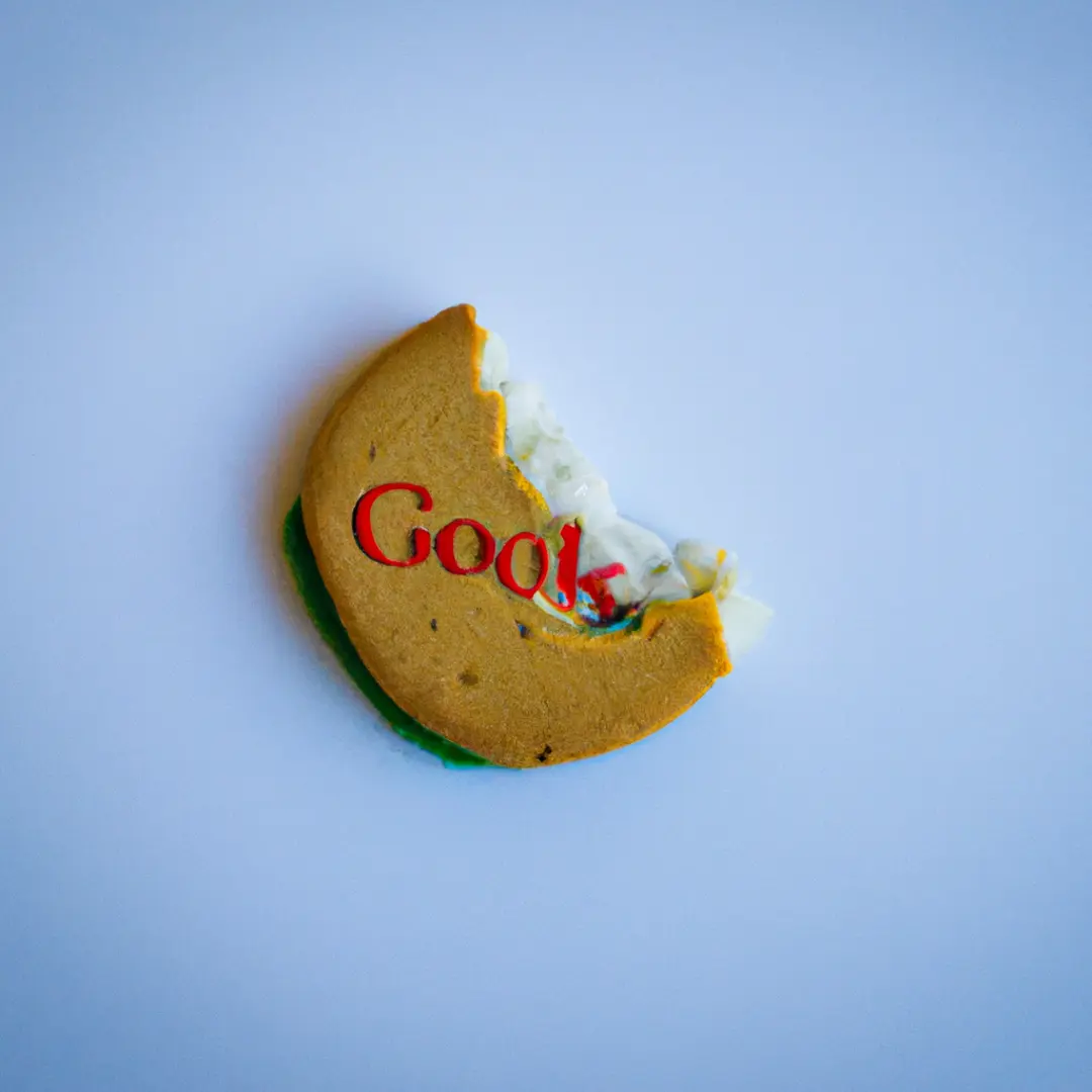 Image of a broken cookie with the Google logo on it.