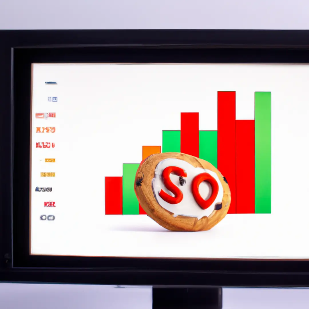 a computer screen displaying SEO graphs and a cookie with a red cross over it.