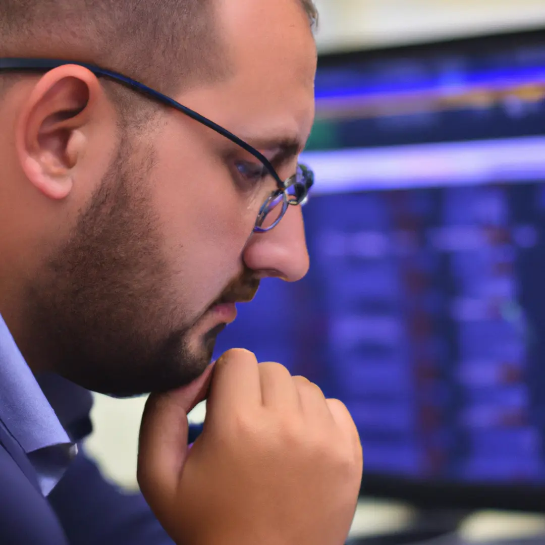 a marketer analyzing digital charts on a computer screen.