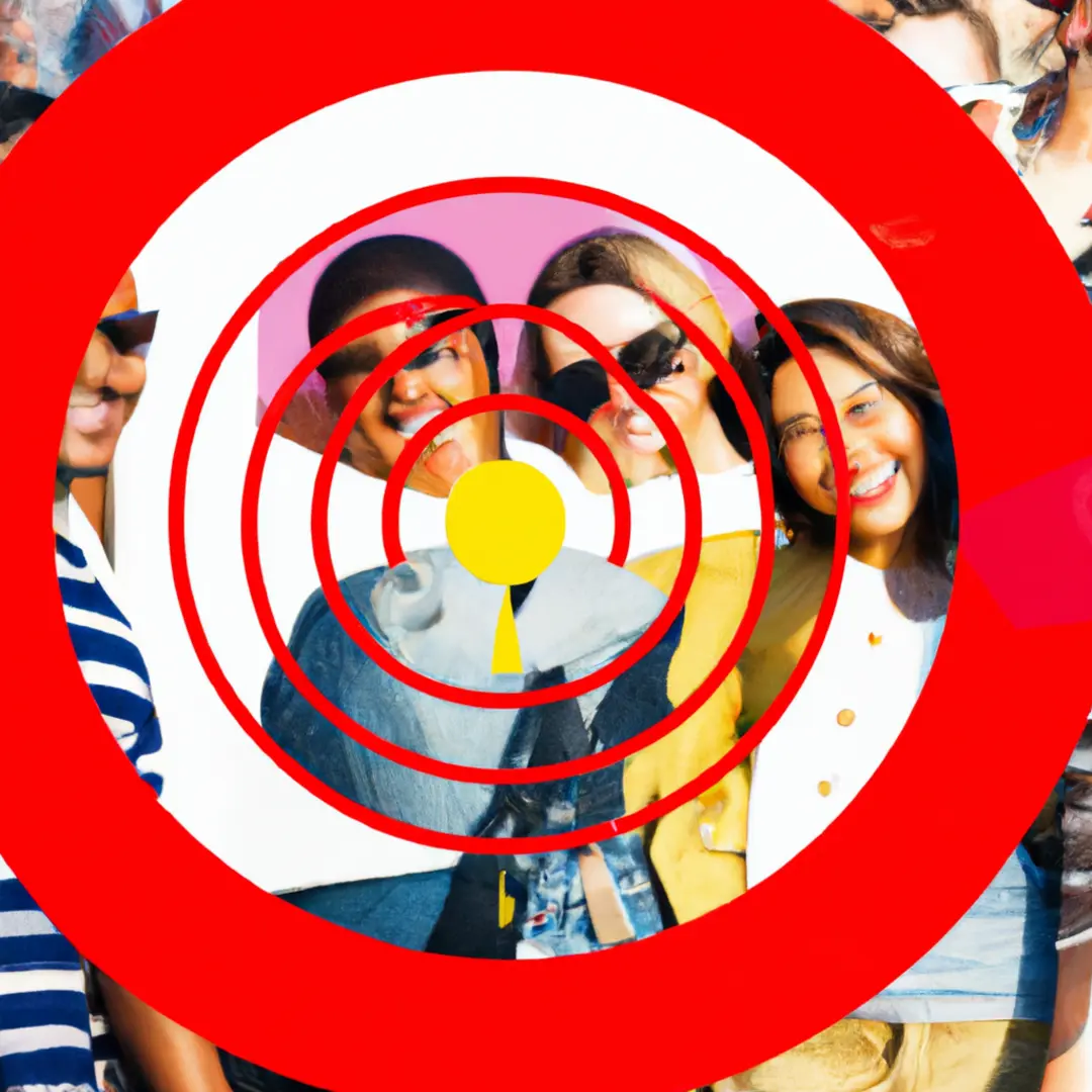 Image of a diverse group of people with a target symbol overlay.