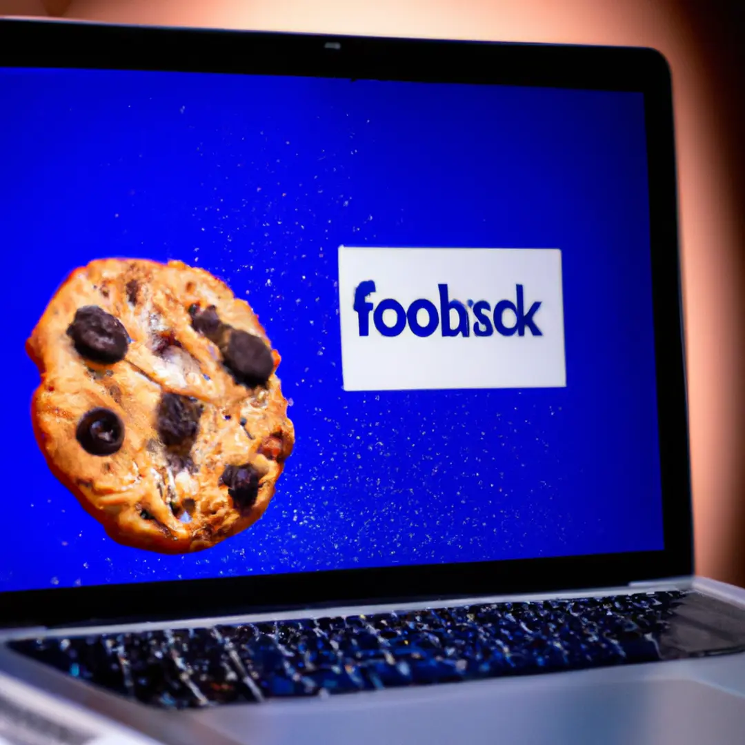 a laptop screen displaying Facebook ads with a Chrome browser notification about cookies phase-out.