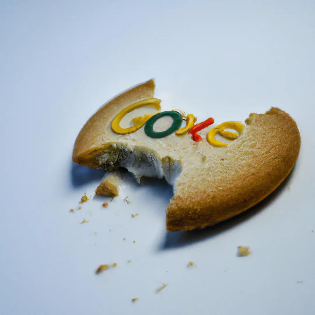 a broken cookie with the Google logo on it.