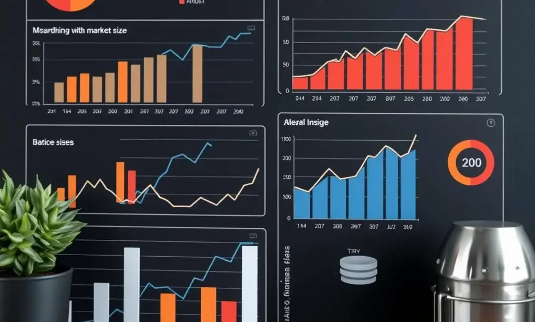 Graphs showing market size, growth rates, and potential insights.